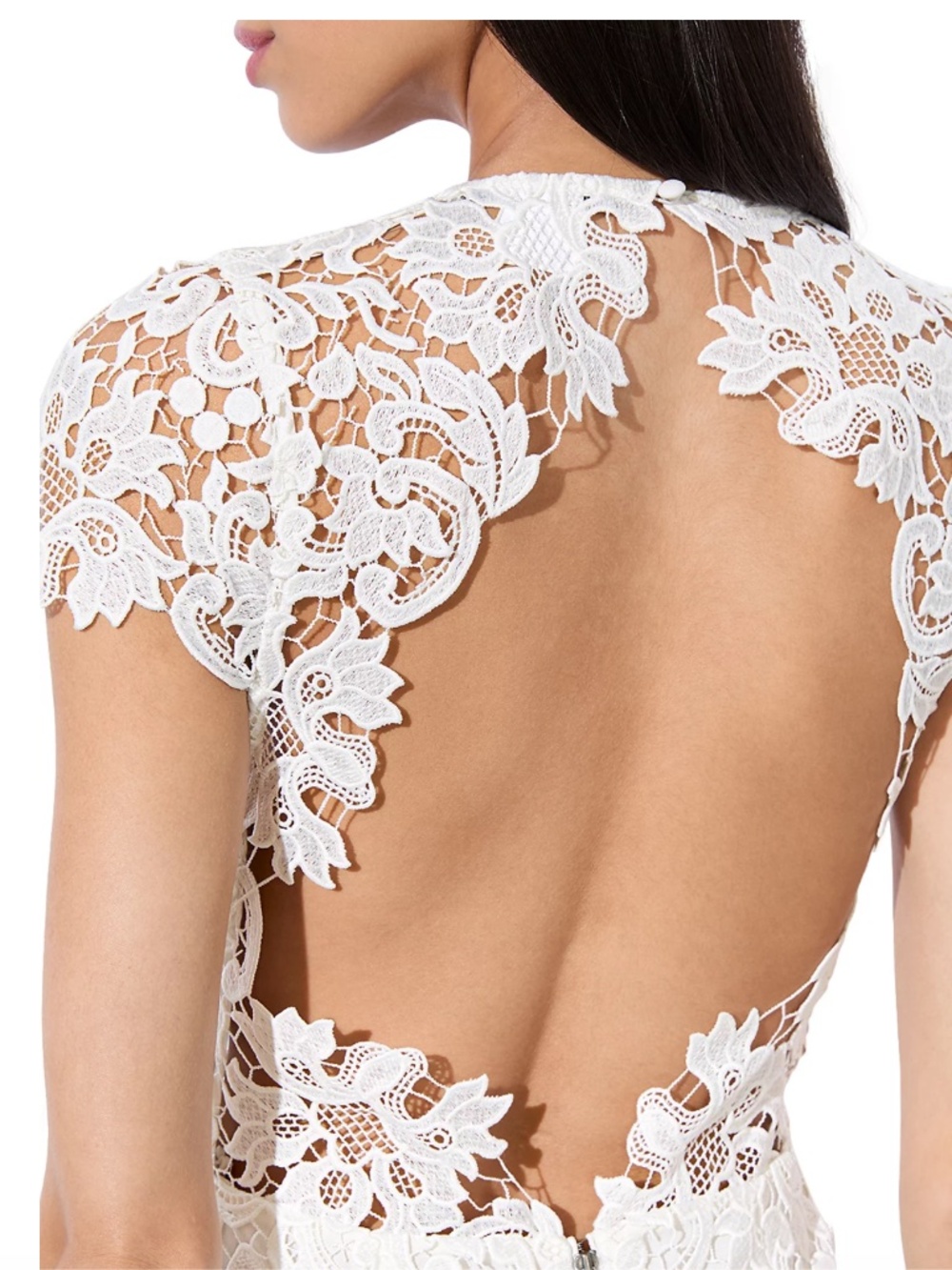 NWT $550 Alice and Olivia Clover Open Back Lace Dress, Off White, in size 10!